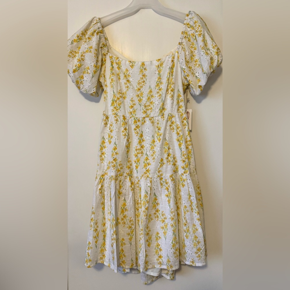 Jessica Simpson Floral Eyelet Mini Dress with Puff Sleeve